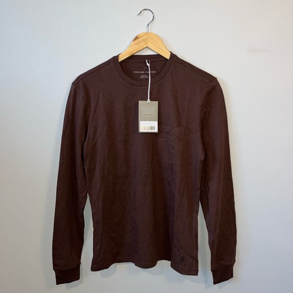 *NWT* Everlane Uniform Men’s The Organic Cotton Long-Sleeve Pocket Tee Coffee S - Picture 7 of 14